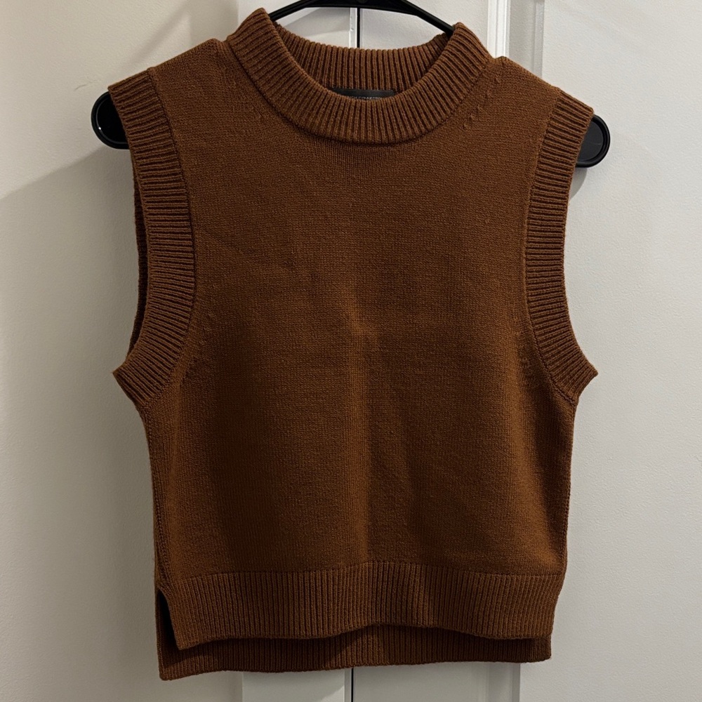 French Connection Brown Sleeveless Crew Neck Sweater Vest